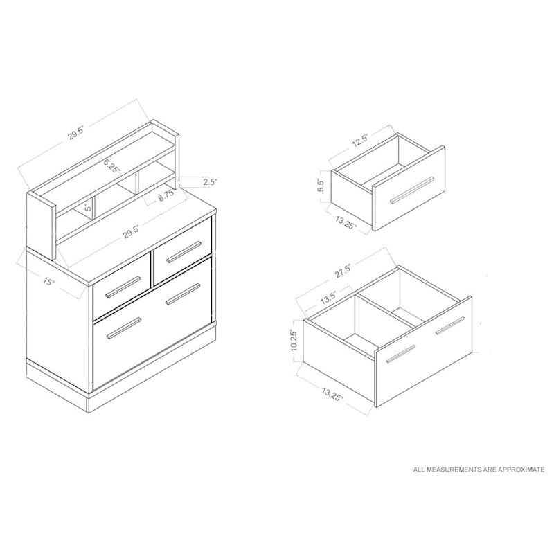 Greene Transitional 3-Drawer Wood File Cabinet Work Station by