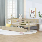 Twin Size Daybed Wood Bed With Two Drawers, Gray