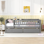 Twin Size Daybed Wood Bed With Two Drawers, Gray