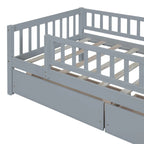 Twin Size Daybed Wood Bed With Two Drawers, Gray