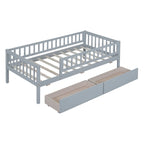 Twin Size Daybed Wood Bed With Two Drawers, Gray