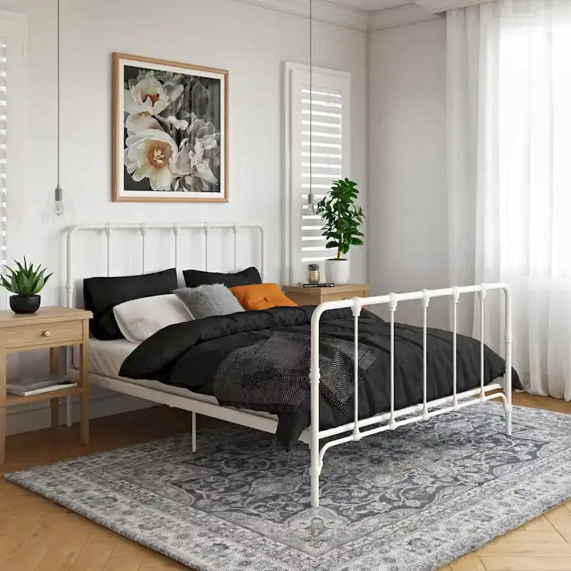 Sandy Farmhouse Metal Bed