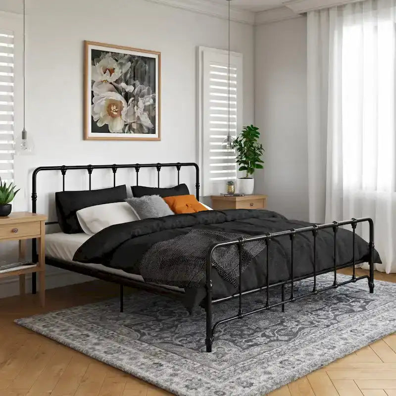 Sandy Farmhouse Metal Bed