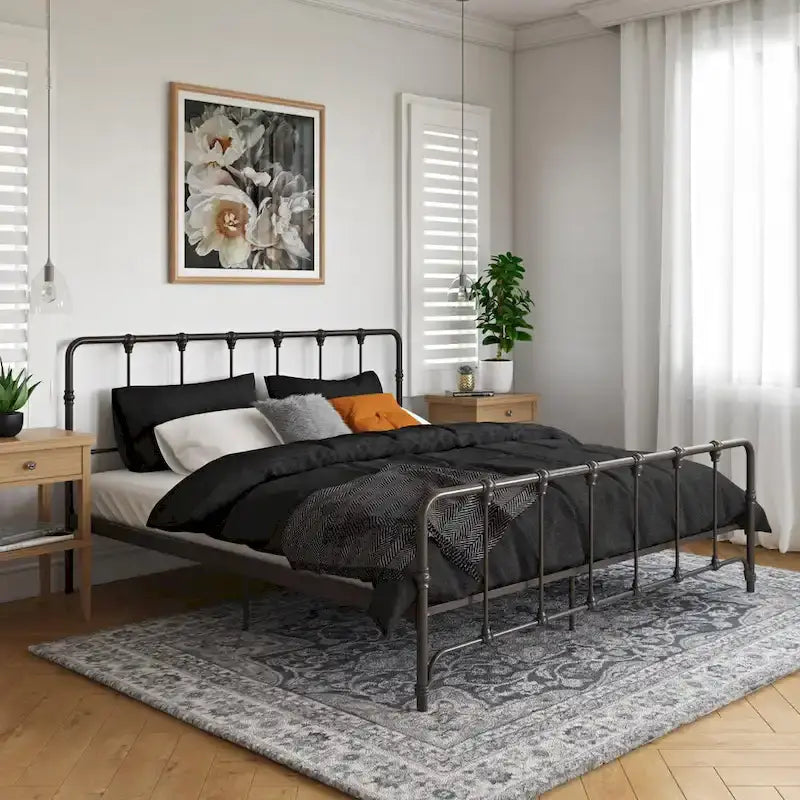 Sandy Farmhouse Metal Bed