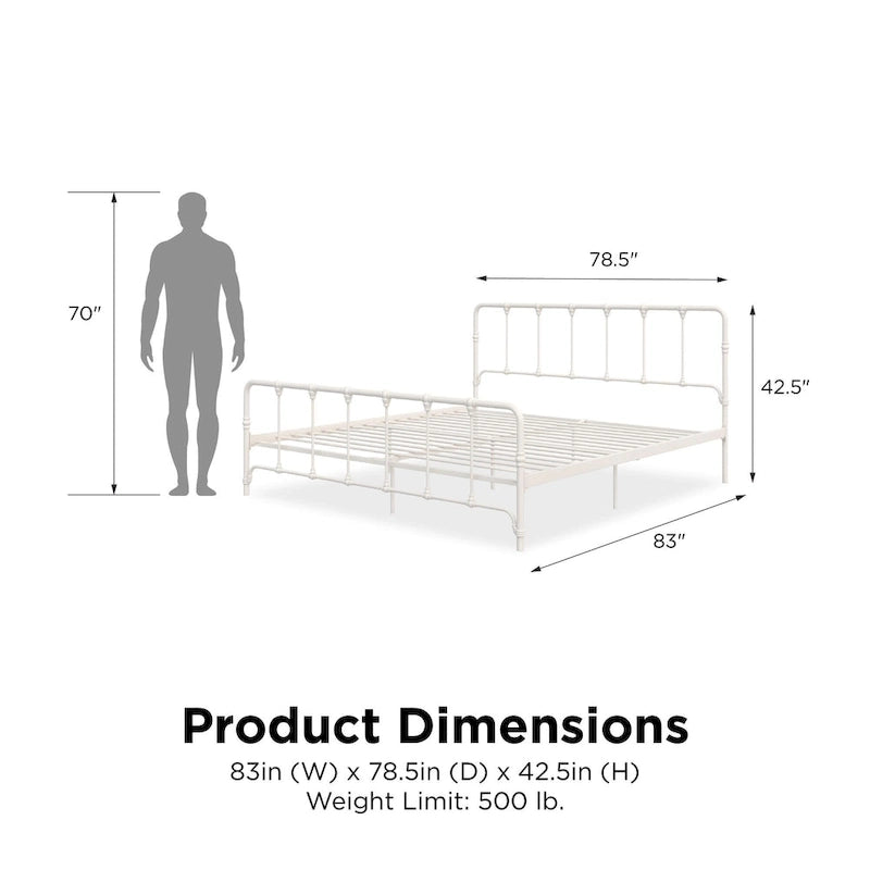 Sandy Farmhouse Metal Bed
