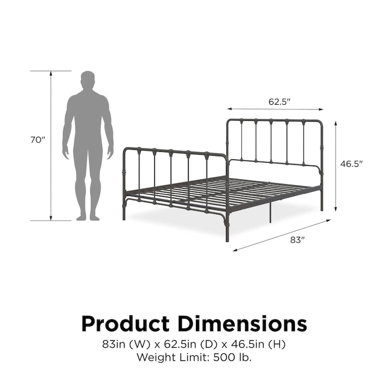 Sandy Farmhouse Metal Bed