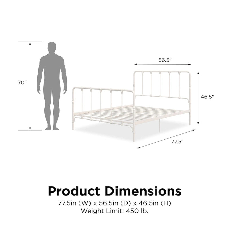 Sandy Farmhouse Metal Bed