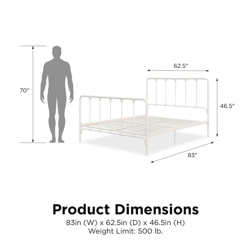 Sandy Farmhouse Metal Bed