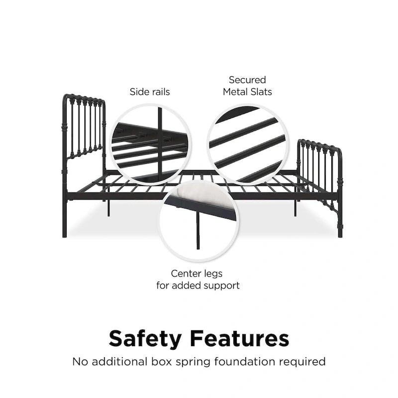 Sandy Farmhouse Metal Bed