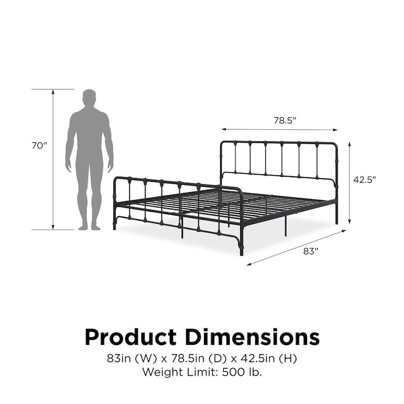 Sandy Farmhouse Metal Bed