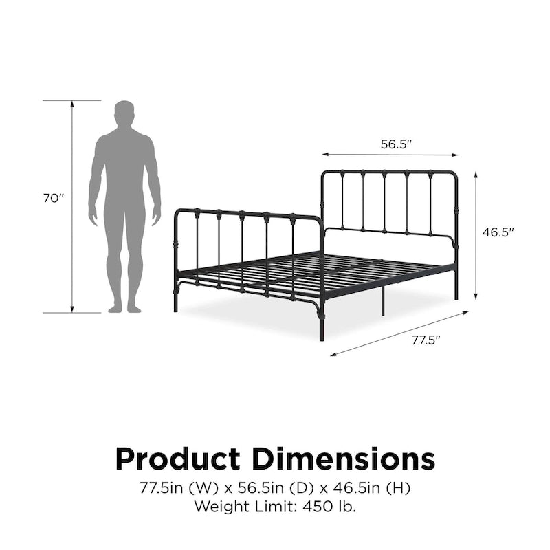 Sandy Farmhouse Metal Bed