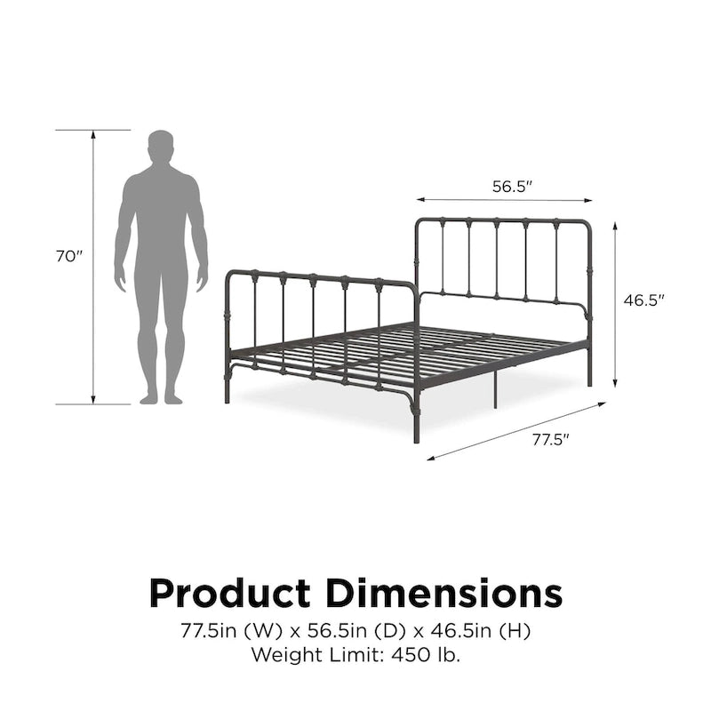 Sandy Farmhouse Metal Bed