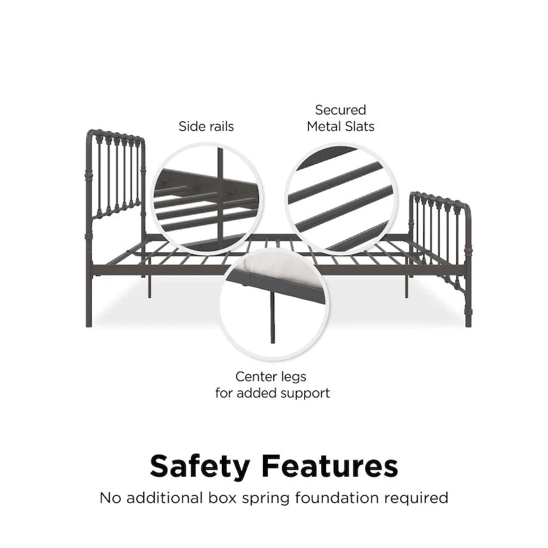 Sandy Farmhouse Metal Bed