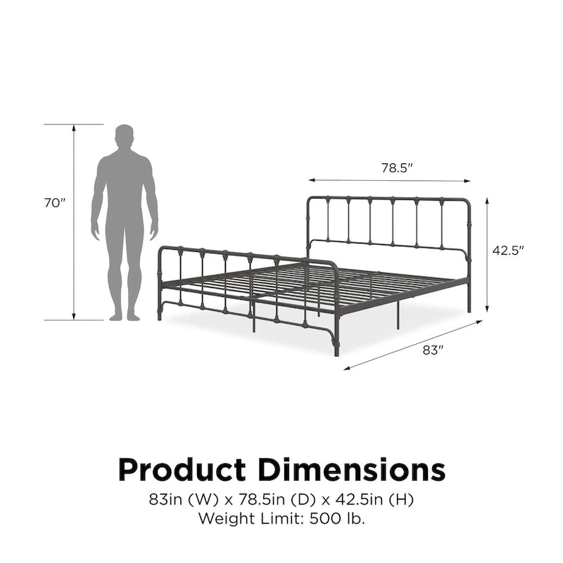Sandy Farmhouse Metal Bed