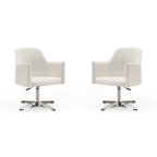 Pelo Chrome Faux Leather Adjustable Height Swivel Accent Chair (Set of 2)
