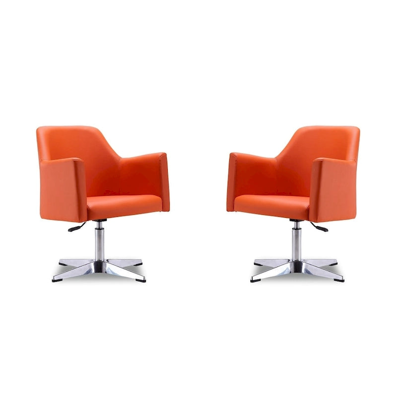 Pelo Chrome Faux Leather Adjustable Height Swivel Accent Chair (Set of 2)