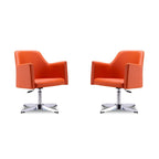 Pelo Chrome Faux Leather Adjustable Height Swivel Accent Chair (Set of 2)