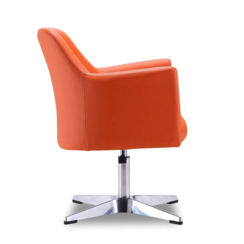 Pelo Chrome Faux Leather Adjustable Height Swivel Accent Chair (Set of 2)