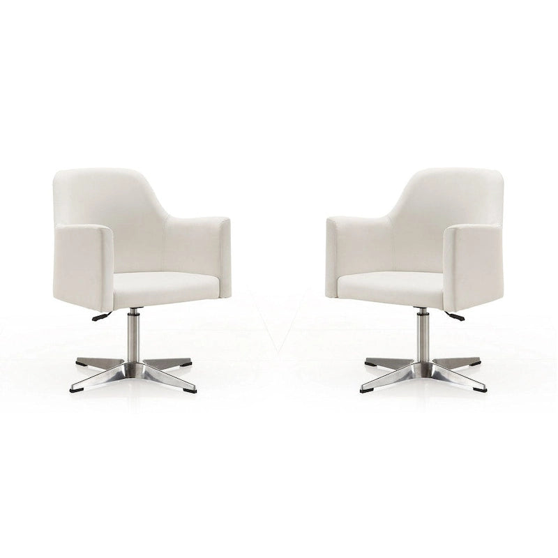 Pelo Chrome Faux Leather Adjustable Height Swivel Accent Chair (Set of 2)