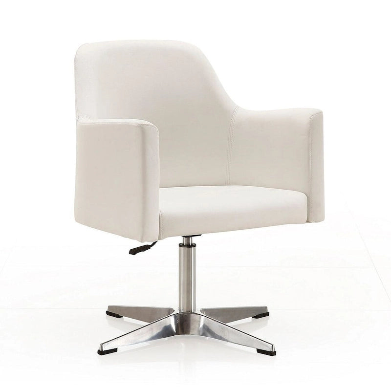 Pelo Chrome Faux Leather Adjustable Height Swivel Accent Chair (Set of 2)