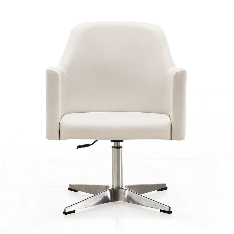 Pelo Chrome Faux Leather Adjustable Height Swivel Accent Chair (Set of 2)