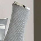 Velvet Dining Room Chairs with Reticulate Texture Back and Metal Trim Top