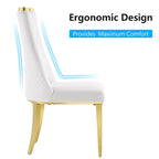 Velvet Dining Room Chairs with Reticulate Texture Back and Metal Trim Top