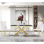 Velvet Dining Room Chairs with Reticulate Texture Back and Metal Trim Top