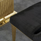 Velvet Dining Room Chairs with Reticulate Texture Back and Metal Trim Top