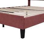 Upholstered Platform Bed with Flower Pattern Headboard