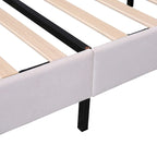 Upholstered Platform Bed with Flower Pattern Headboard