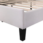 Upholstered Platform Bed with Flower Pattern Headboard