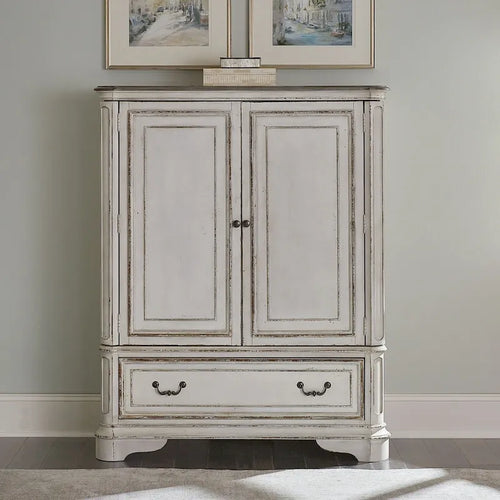Antique White & Weathered Bark Door Chest
