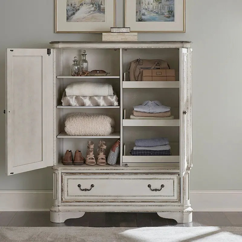  Antique White & Weathered Bark Door Chest
