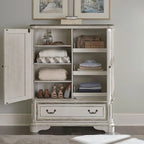  Antique White & Weathered Bark Door Chest