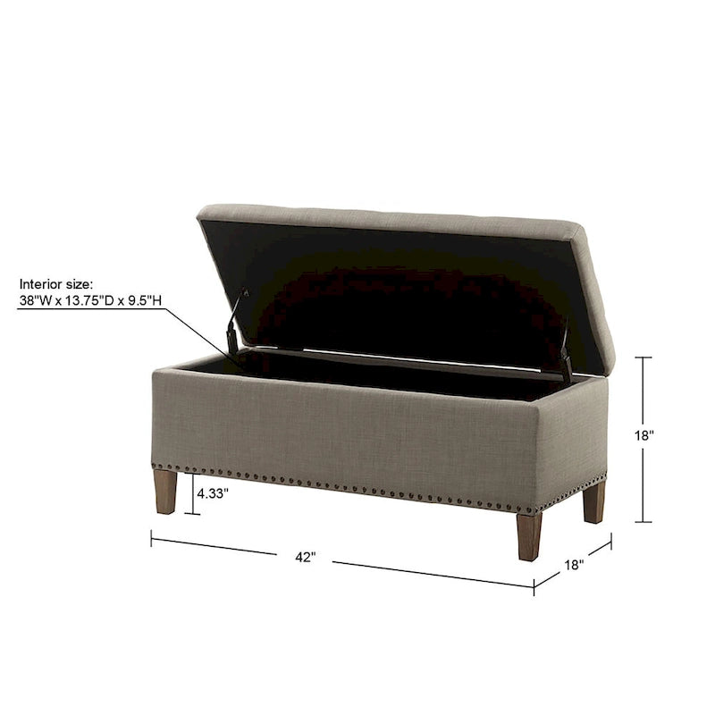 Tessa Light Grey Tufted Top Soft Close Storage Bench