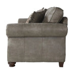 Leinster Stone Grey Faux Leather-upholstered Nailhead Loveseat