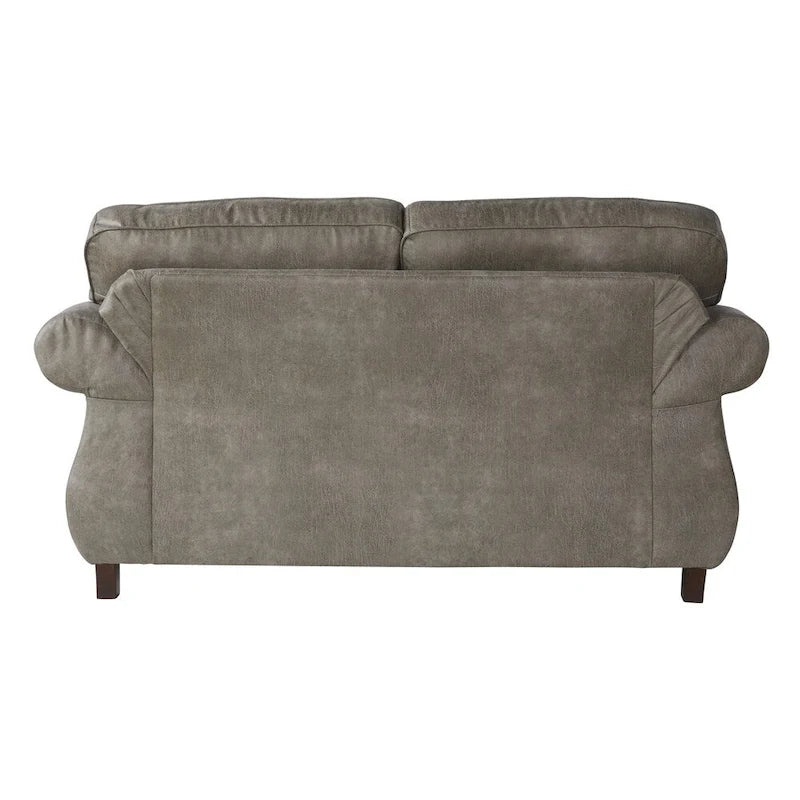 Leinster Stone Grey Faux Leather-upholstered Nailhead Loveseat