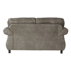 Leinster Stone Grey Faux Leather-upholstered Nailhead Loveseat