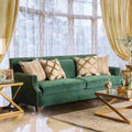 Yaur Transitional Green Fabric Upholstered Nailhead Trim Sofa by 