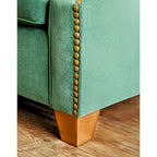 Yaur Transitional Green Fabric Upholstered Nailhead Trim Sofa by