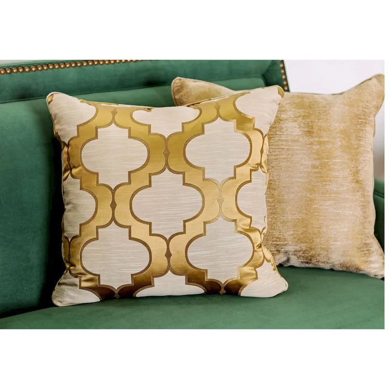 Yaur Transitional Green Fabric Upholstered Nailhead Trim Sofa by