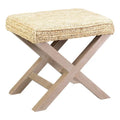 Handmade Natural Raffia And Wood Ottoman by