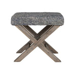 Handmade Natural Raffia And Wood Ottoman by