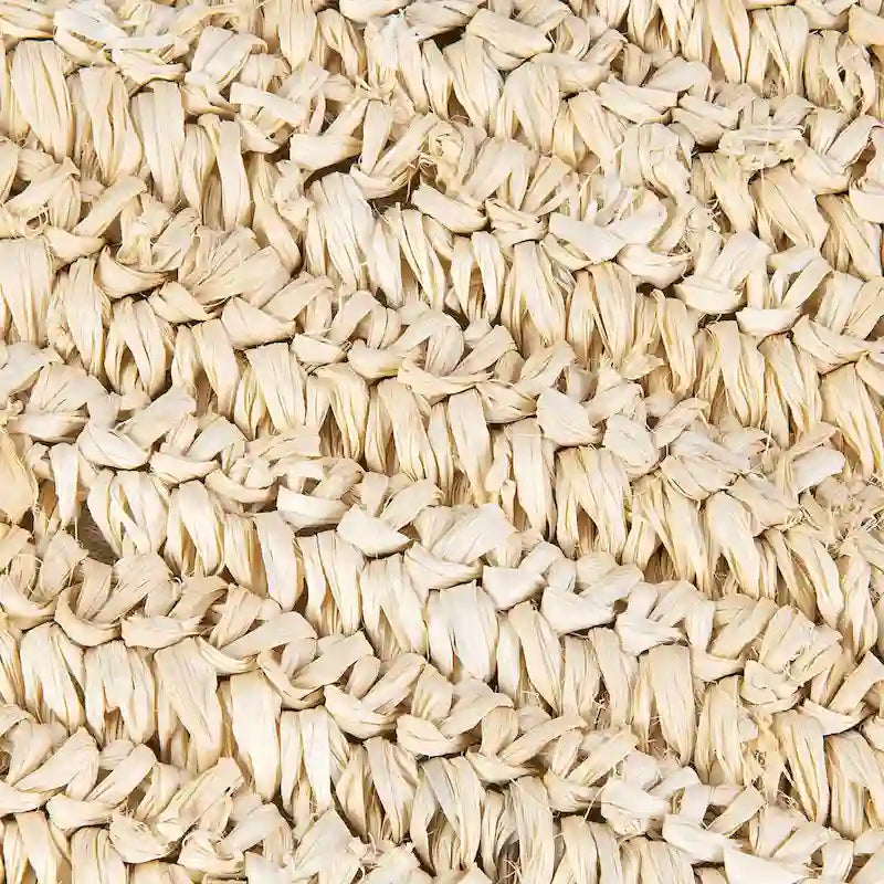 Handmade Natural Raffia And Wood Ottoman by