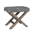 Handmade Natural Raffia And Wood Ottoman by