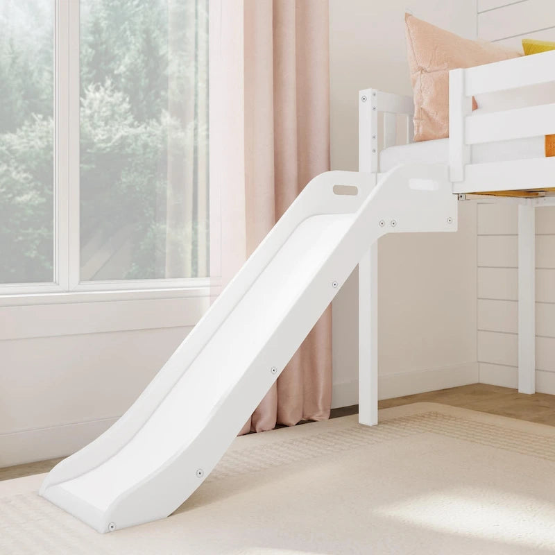 Classic Twin Low Loft with Stairs, Easy Slide and Curtain