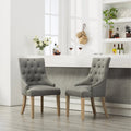Tufted Solid Wood Silver Nailhead Wingback Hostess Chairs (Set of 2)