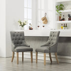 Tufted Solid Wood Silver Nailhead Wingback Hostess Chairs (Set of 2)