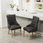 Tufted Solid Wood Silver Nailhead Wingback Hostess Chairs (Set of 2)